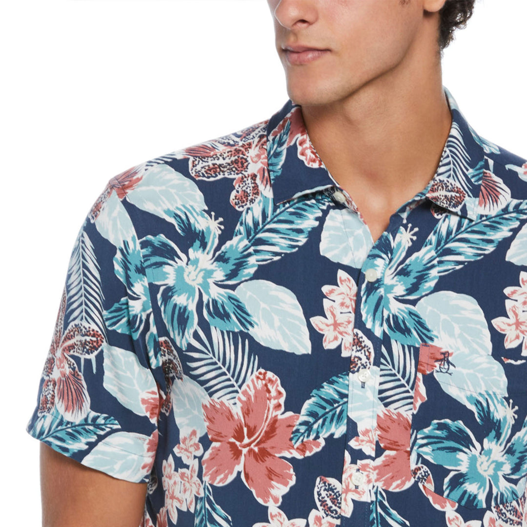 Camisa De Manga Corta En Viscosa Floral - Original Penguin México