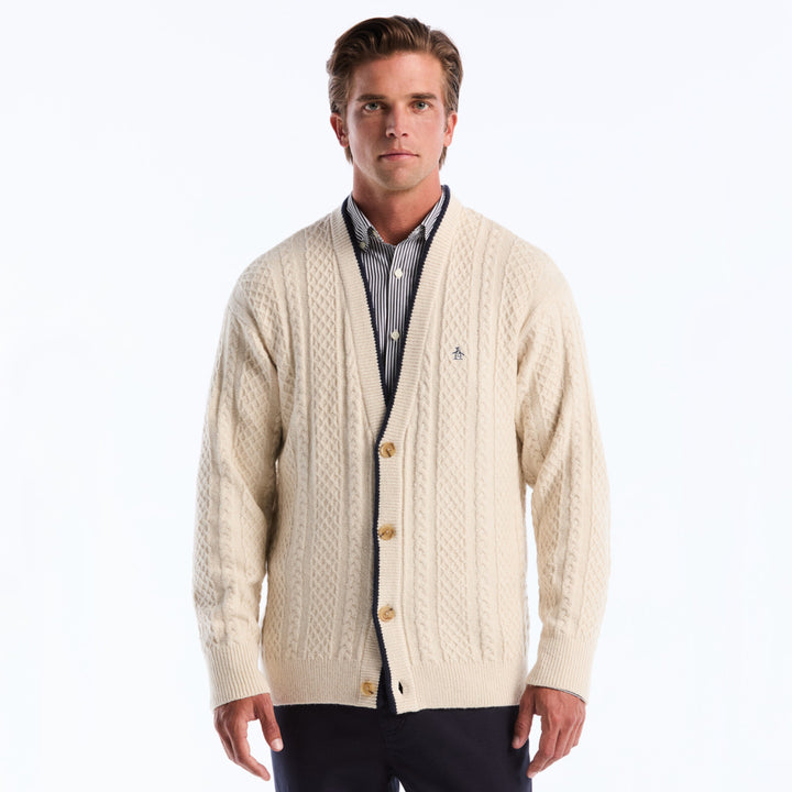 Cardigan De Algodón Con Punto Trenzado