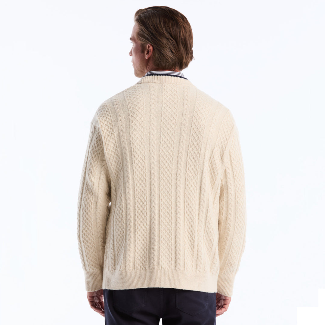 Cardigan De Algodón Con Punto Trenzado