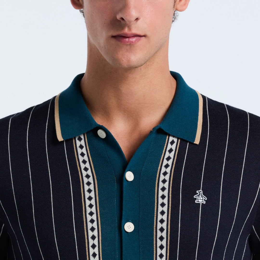 Camisa De Manga Larga De Algodón Con Jaquard A Rayas