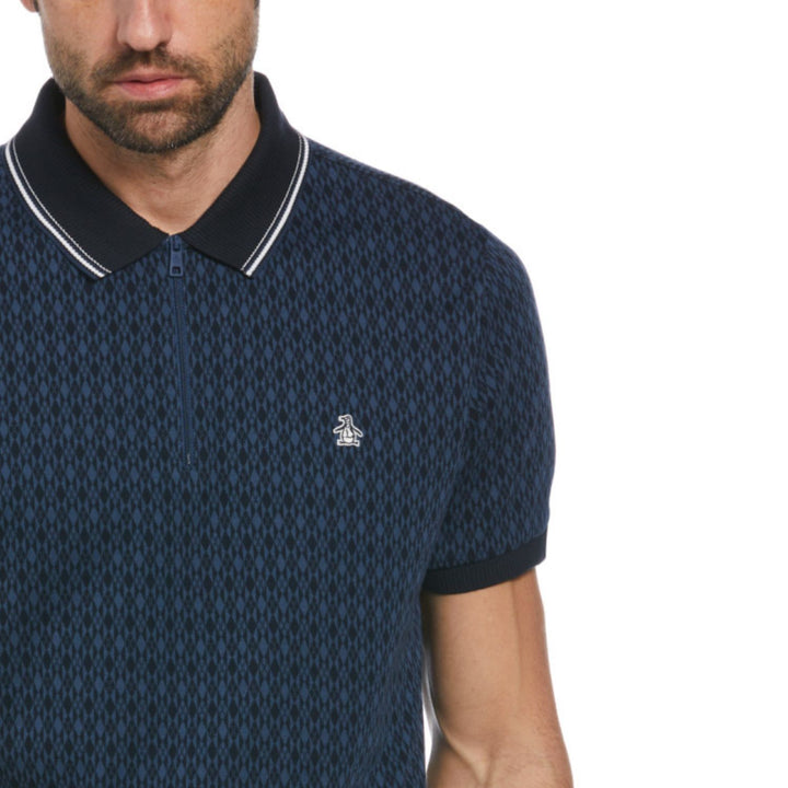 Polo Con Jacquard Y Cierre 1/4