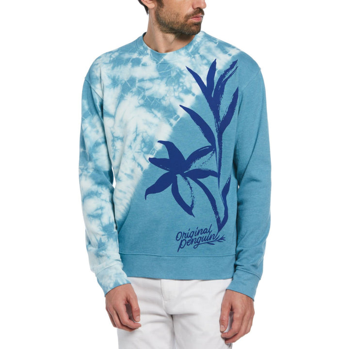 Sudadera French Terry En Tie Dye Con Estampado Floral