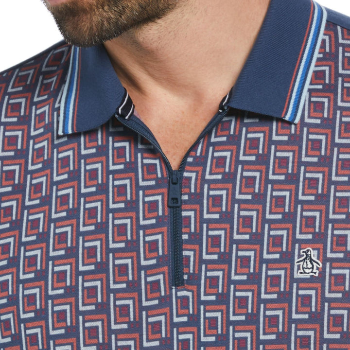 Polo Con Jacquard Frontal Y Cierre 1/4