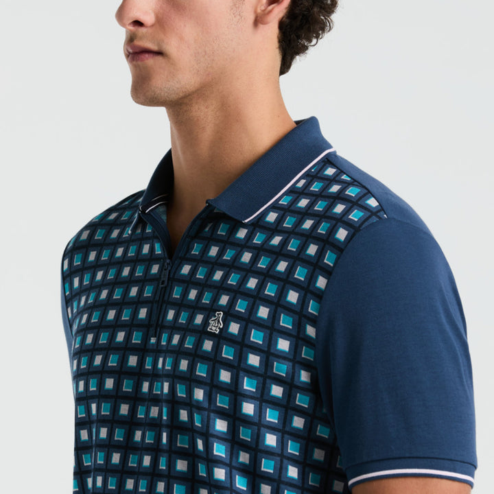 Polo De Algodón Con Jacquard Frontal Y Cierre 1/4