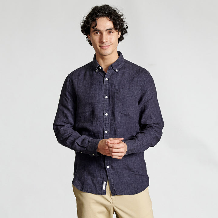 Camisa Manga Larga Lino Delave Con Bolsillo - Original Penguin México