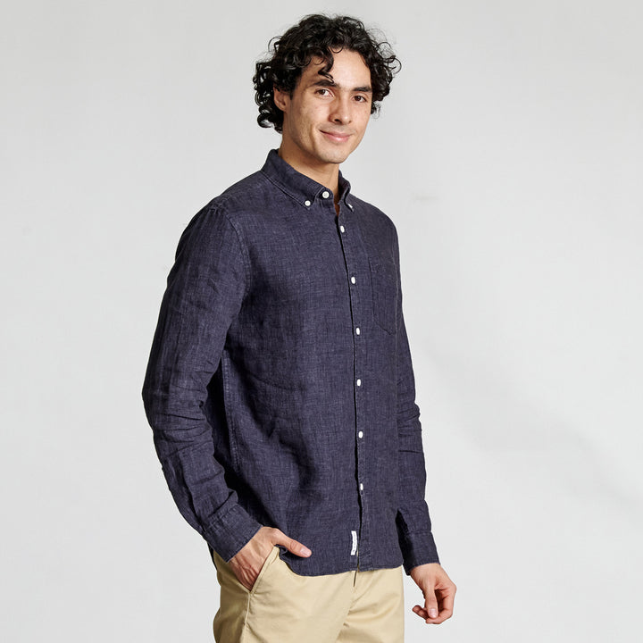 Camisa Manga Larga Lino Delave Con Bolsillo - Original Penguin México