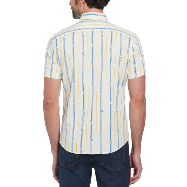 Camisa Manga Corta Eco Stretch Con Lineas Verticales