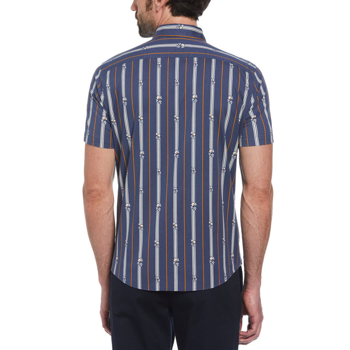 Camisa Manga Corta Eco Stretch Con Lineas Verticales