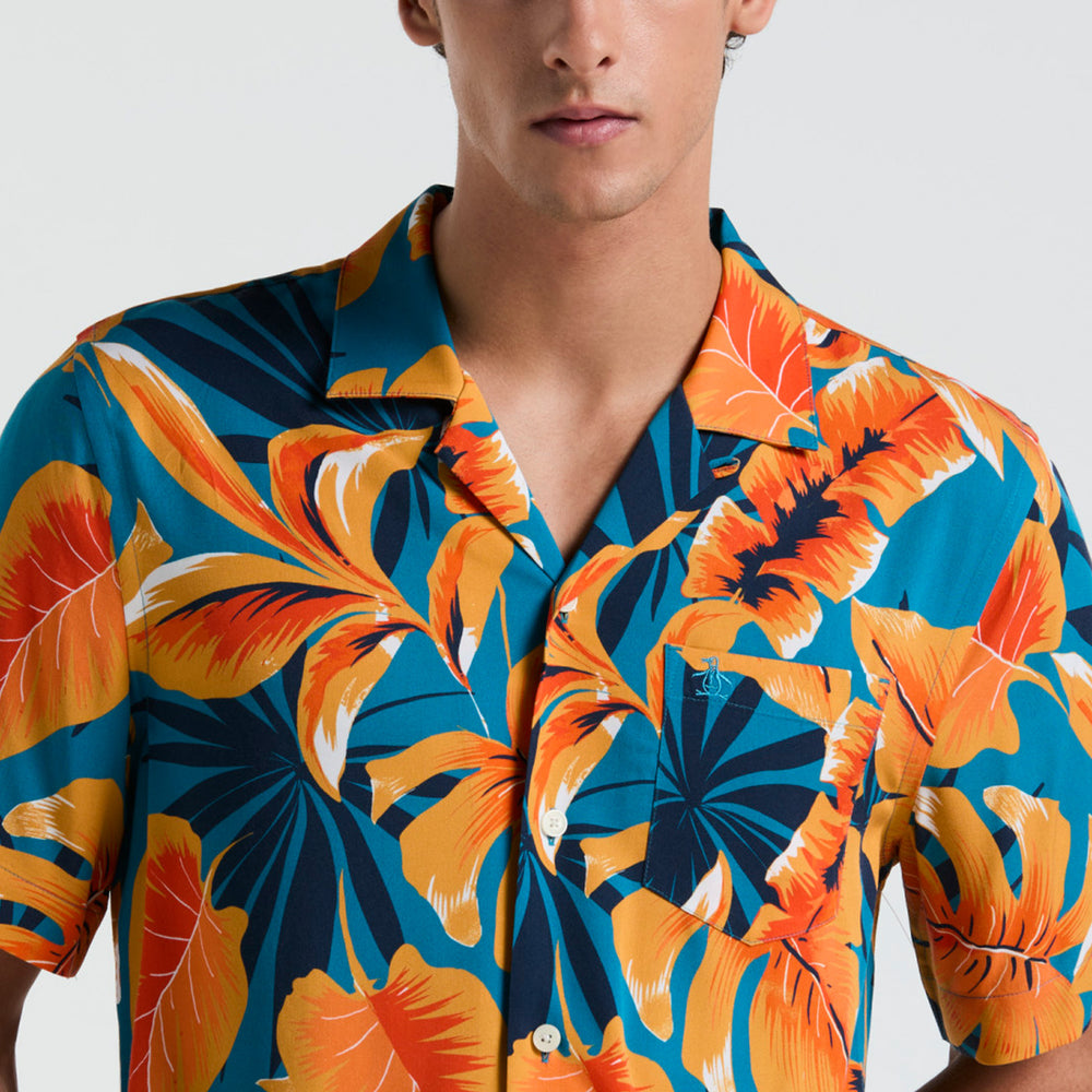 Camisa Manga Corta Full Print Tropical - Original Penguin México