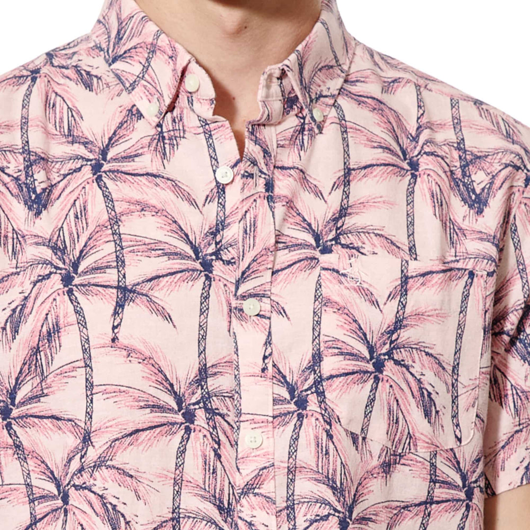 Camisa Manga Corta Cotton Linen Ecovero Palms Print
