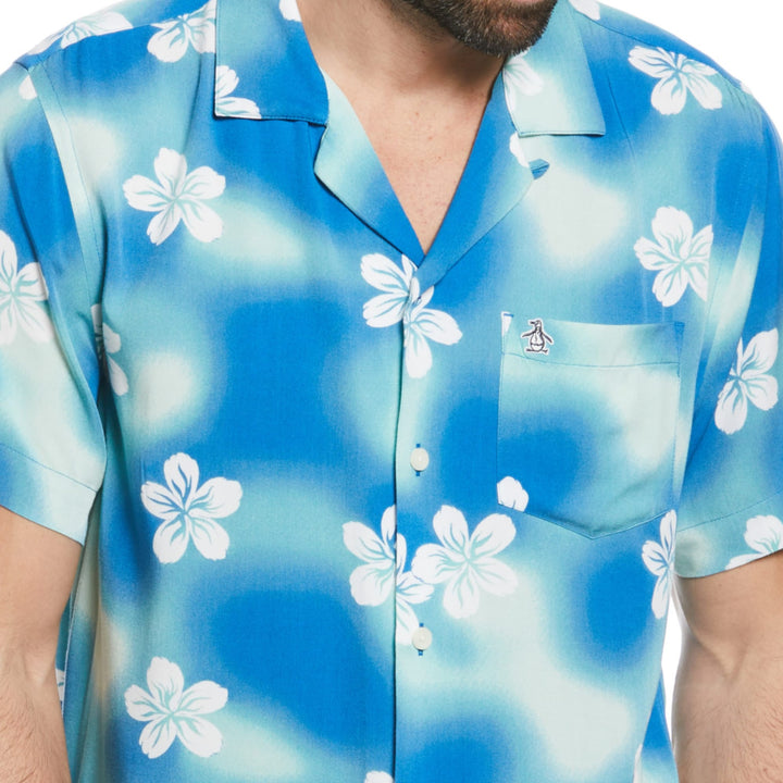 Camisa Manga Corta Con Cuello Camp Y Estampado Floral
