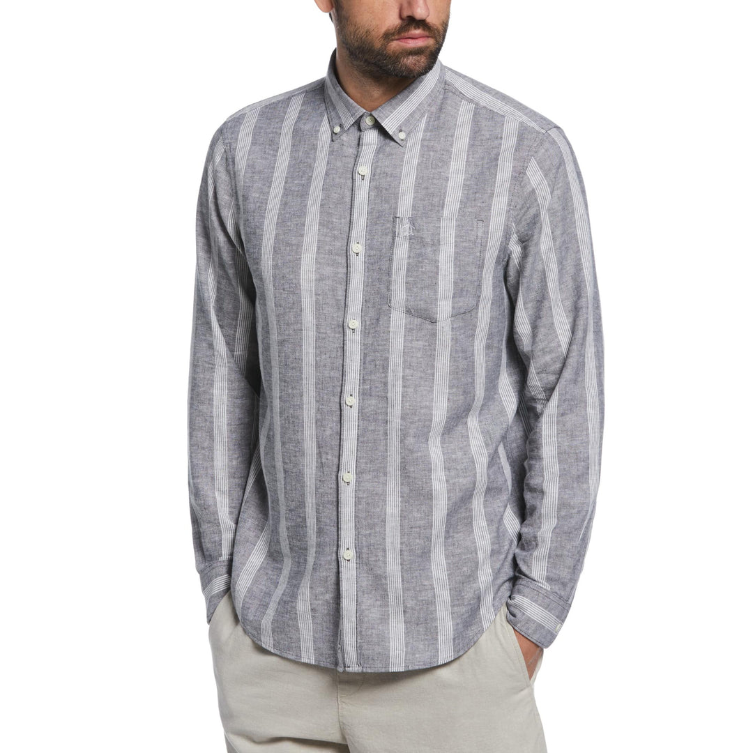Camisa Manga Larga Cotton Linen Stripe